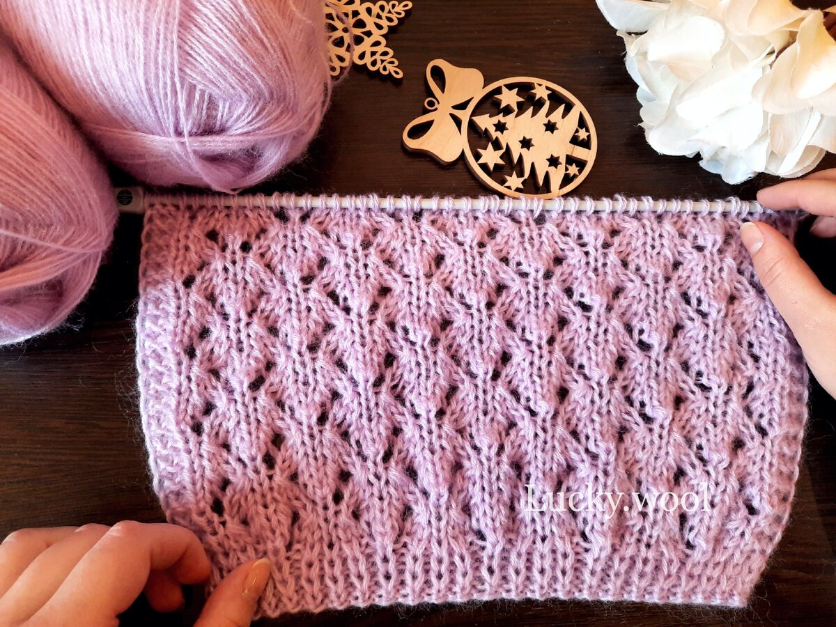 Узор спицами "Кошачьи лапки".