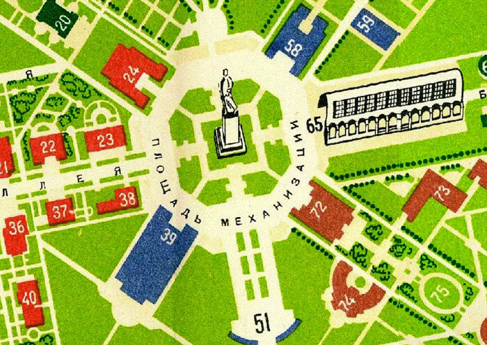 Фото 2. Часть схемы ВСХВ с памятником Сталину. 1939 год