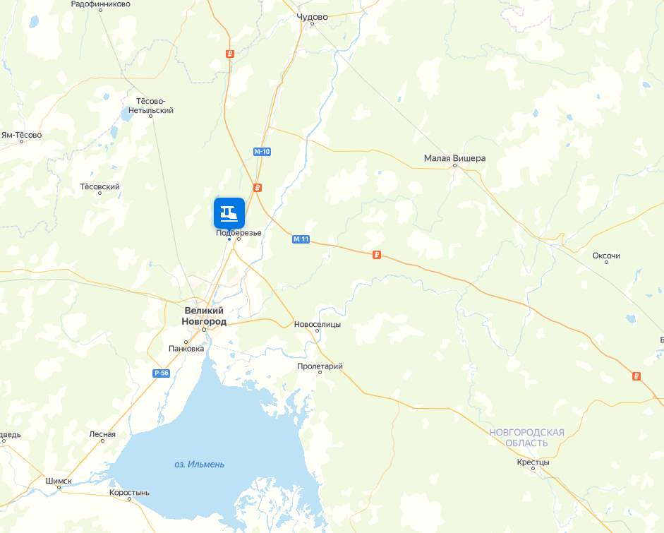 Местоположение существующей станции Подберезье. Скриншот: Яндекс.Карты