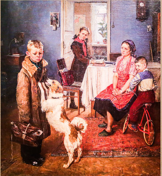 Решетников Ф.П. Опять двойка. 1952 г. Третьяковская галерея. Москва. Когда Лукашенко появляется в России, мне, почему-то, всегда на ум приходит эта картина. Фото из Яндекс картинки