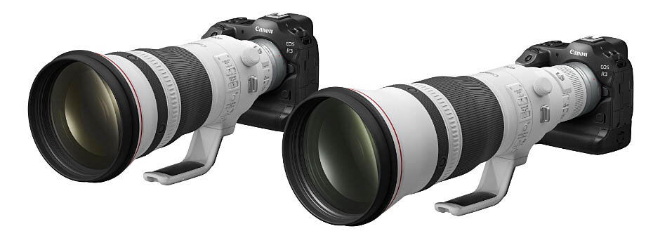 Canon EOS R3 c RF400mm F2.8 L IS USM (слева) и с RF600mm F4 L IS USM (справа)