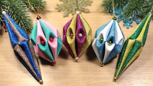 ПРОСТЫЕ ёлочные игрушки из фоамирана своими руками 🎄 diy christmas ornaments