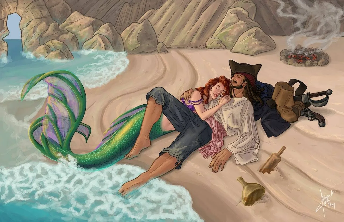 Как называется арт. Пираты карибского моря дисней mermaids. джек воробей и анжелика арт. ариэль и джек. пираты карибского моря джек и русалка.