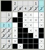Этап решения японского кроссворда №5