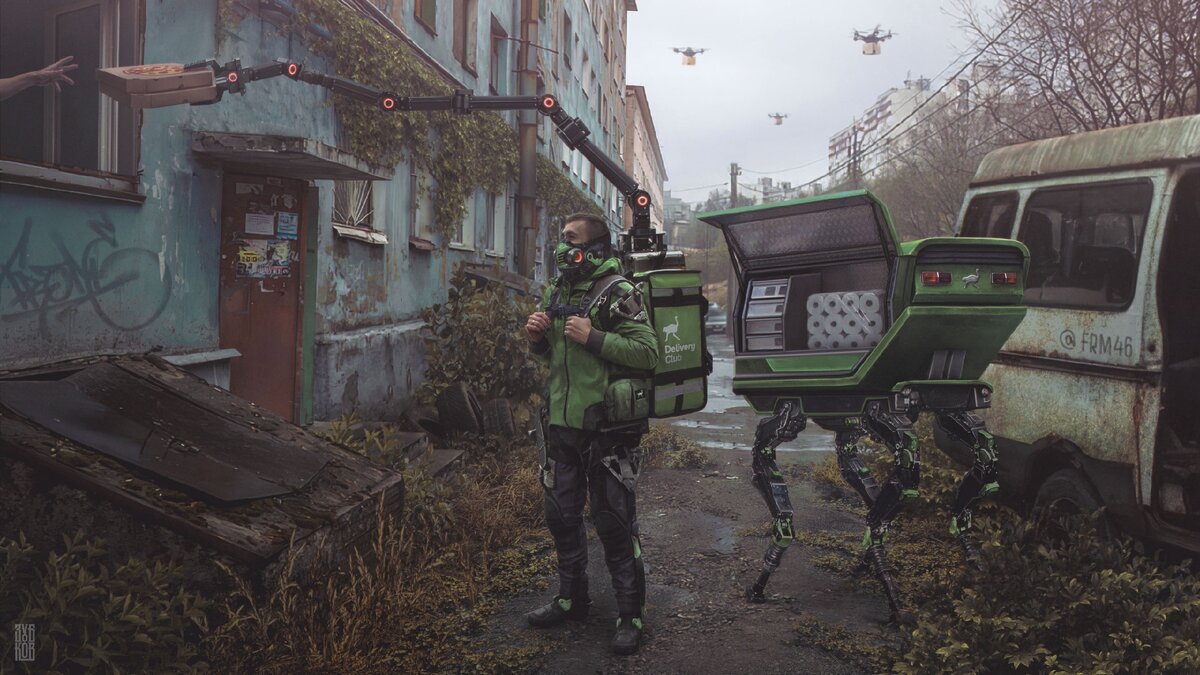 «Born to Deliver» 
«Параллельная постапокалиптическая вселенная, в которой курьеры стали последним связующим звеном между изолированными убежищами.

Oh, wait...»