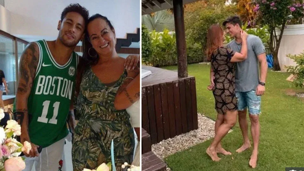 Слева Неймар с мамой Надин Гонсалвес, справа с Тьяго Рамосом