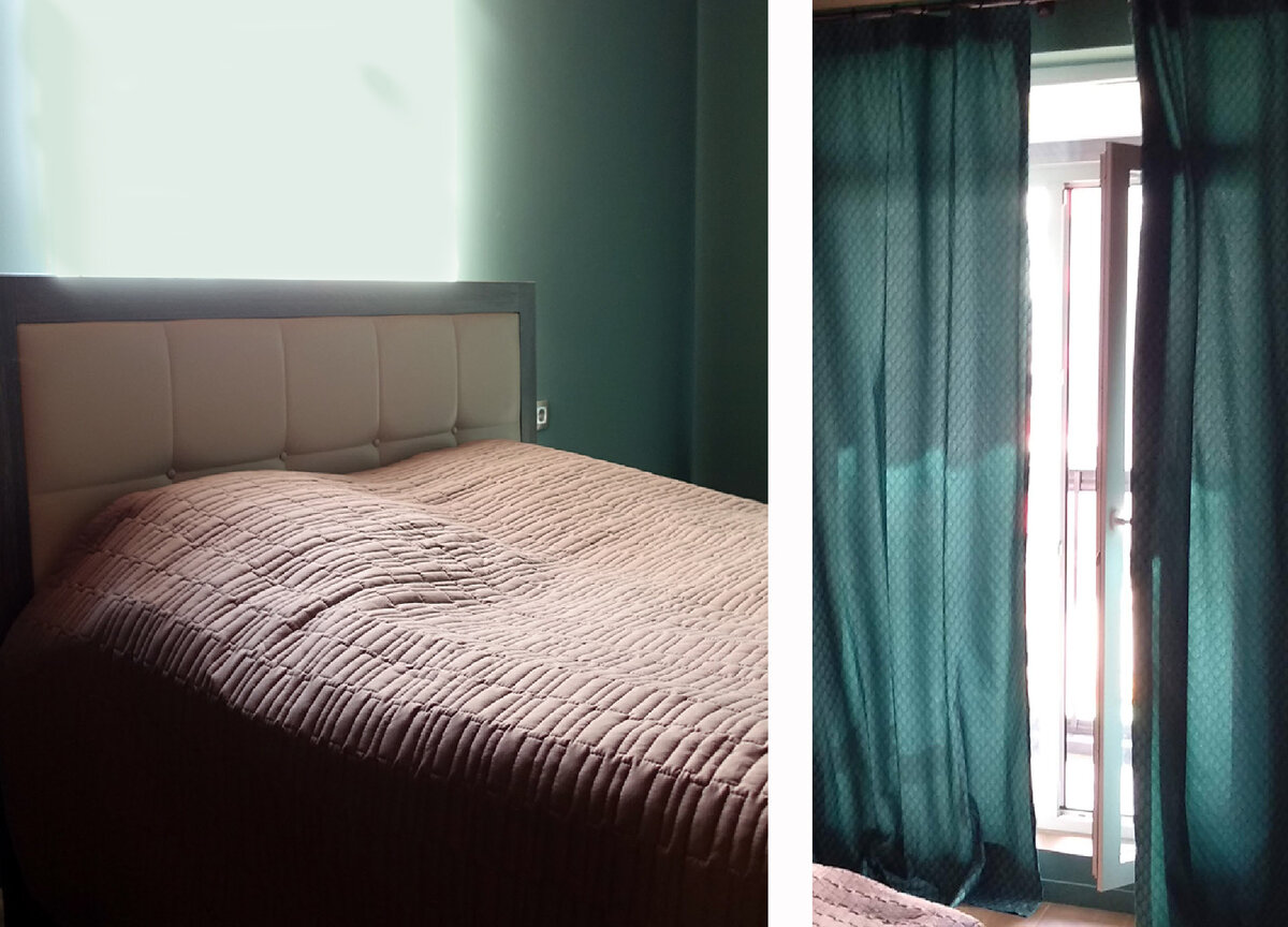 Спальня с окном и балконом