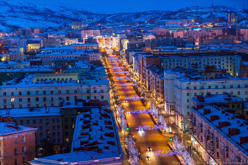 Мурманск зимой, центральная улица