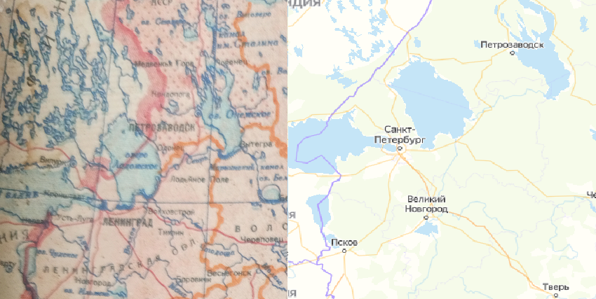 Сравнение довоенной и нынешней границ