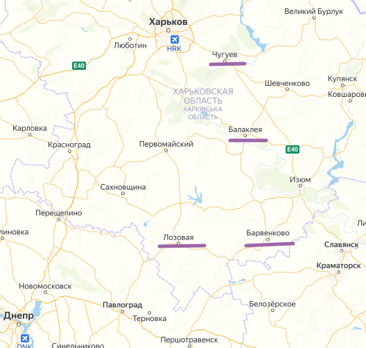 Зона проведения Барвенковско-Лозовской операции. Создано на основе Яндекс-Карт