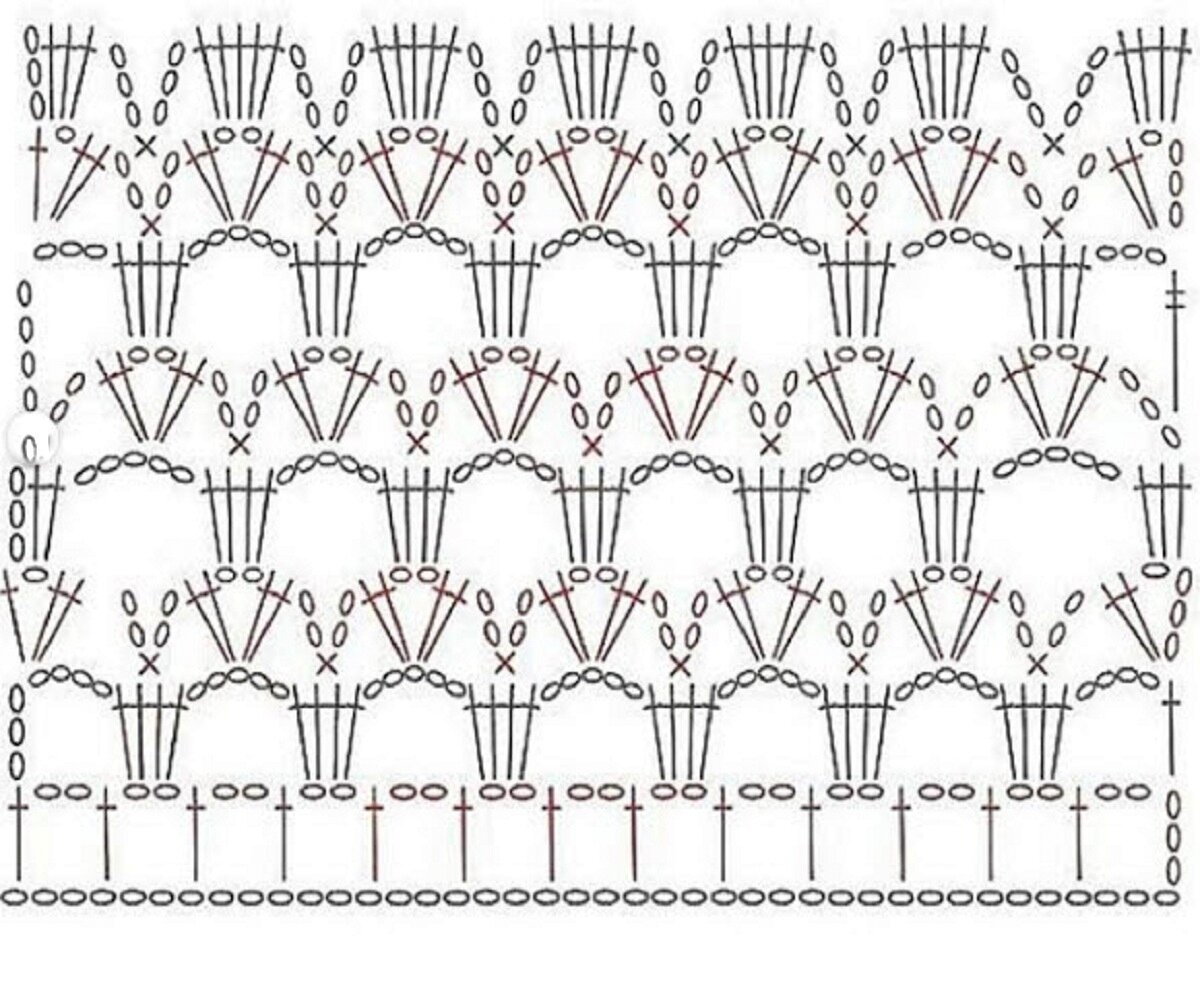 Кружевной узор крючком схема