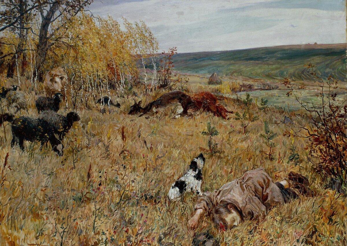 Репродукция картины Аркадия Пластова  «Фашист пролетел»