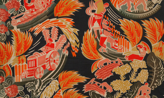 Агитационный ситец художницы Р.Е.Васильевой.