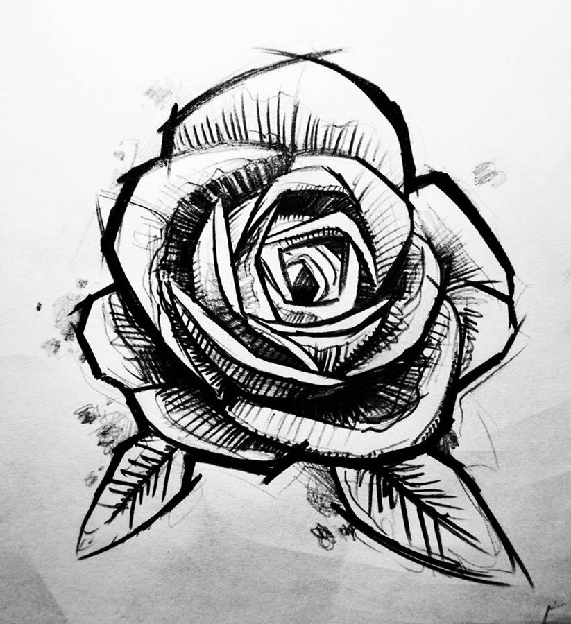 Татуировка розы эскиз