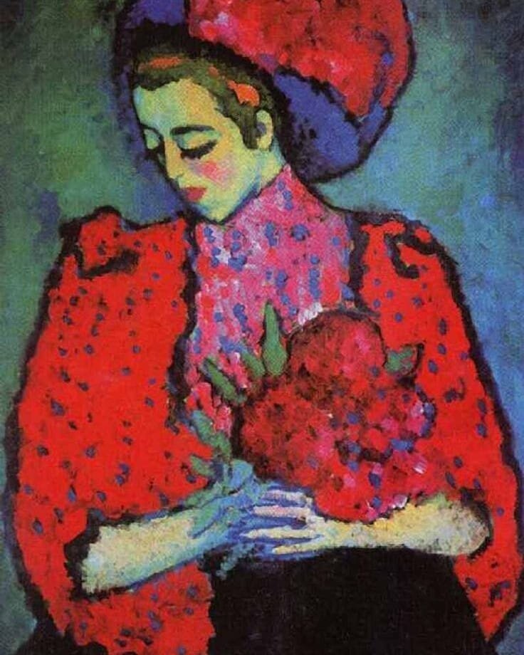 На фото "Девушка с пионами" 1909 г.