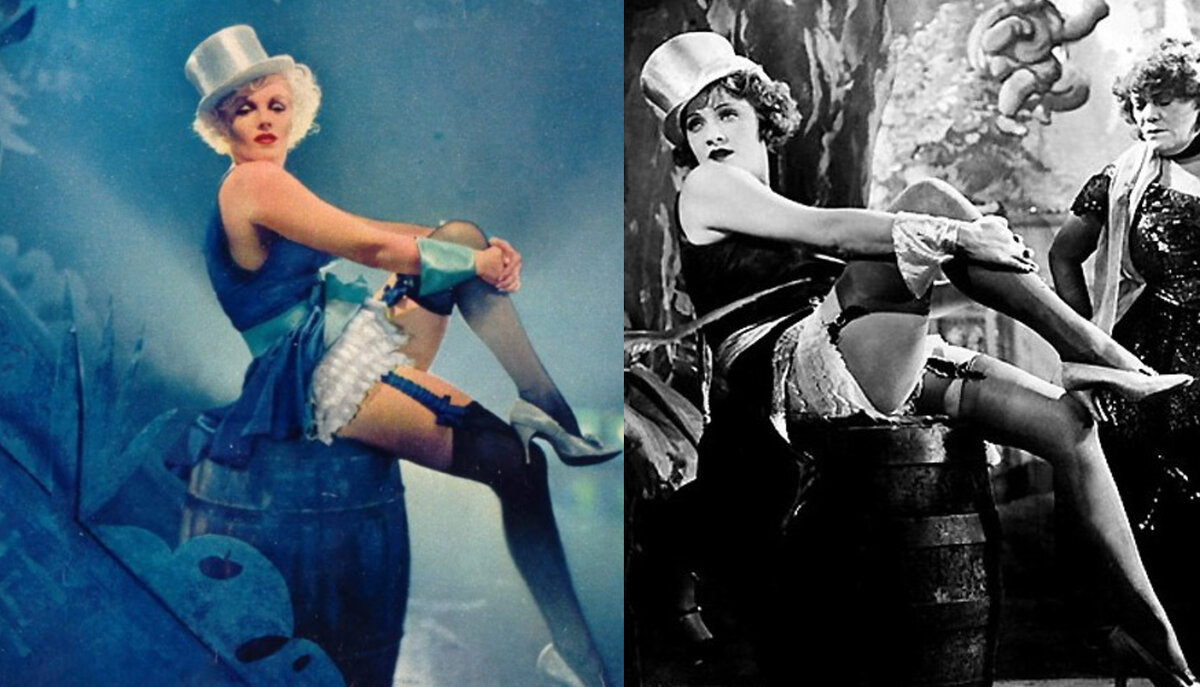 Мэрилин в образе Марлен и Дитрих в "Голубом ангеле"