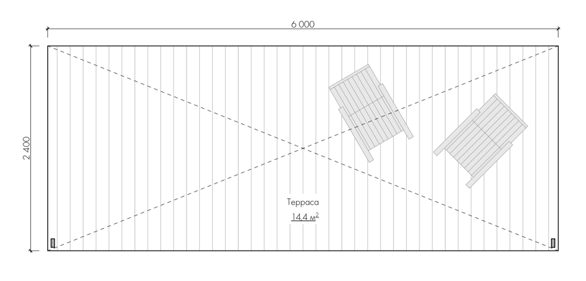 Терраса с навесом 14,4 кв.м