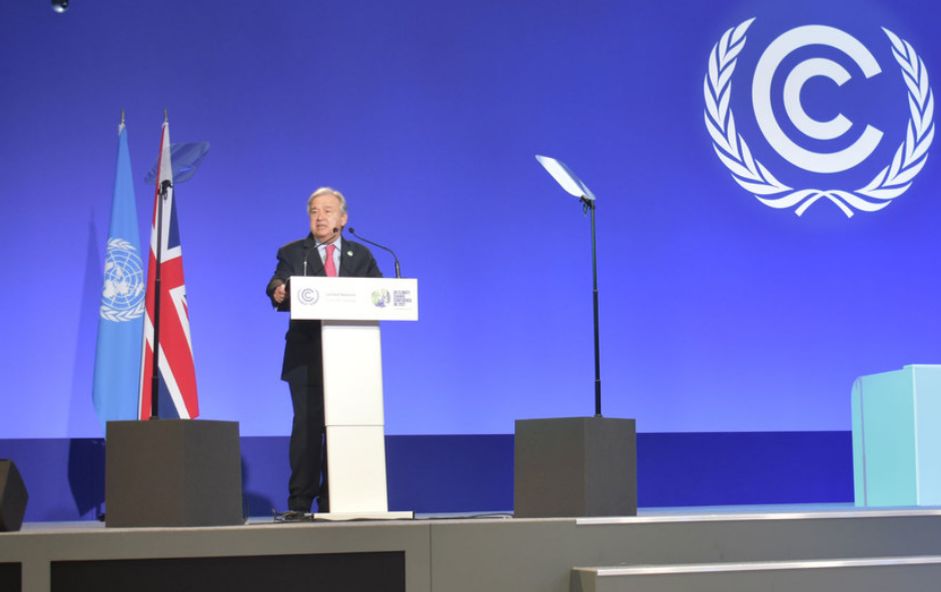 Генсек ООН Антониу Гутерреш на открытии саммита в Глазго. Фото ООН. https://news.un.org/ru/story/2021/11/1412972