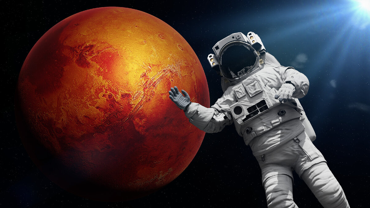 Вид Марса в космосе. Арт. Фото в свободном доступе.