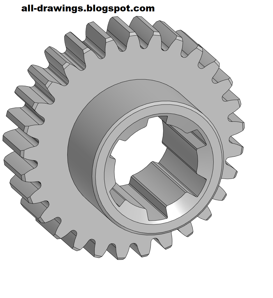 3D модель и чертеж шестерни для станка 16К20