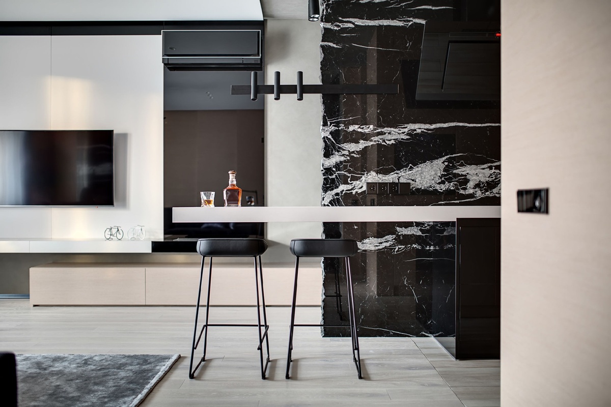 Барная стойка как продолжение столешницы кухонного гарнитура