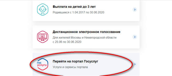 Не смотрим на выплаты на детей и через самый нижний блок заходим на сам сайт