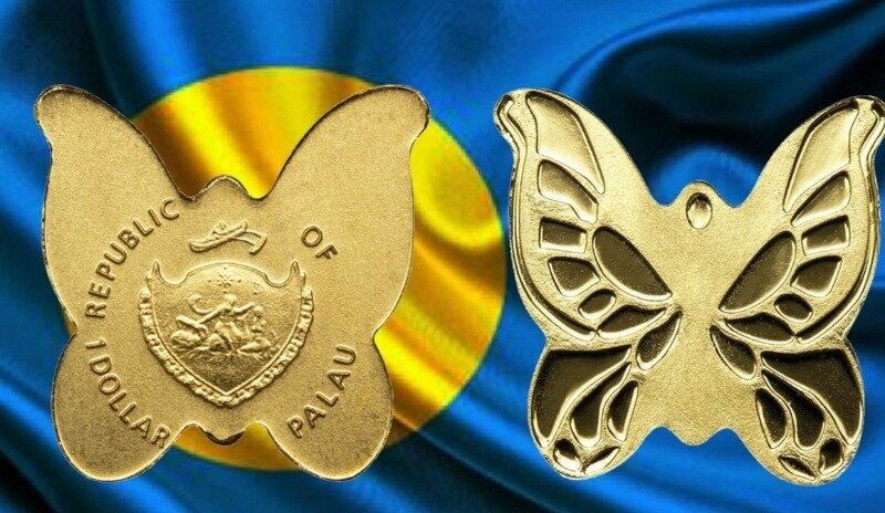 Монеты в виде бабочек государства Палау