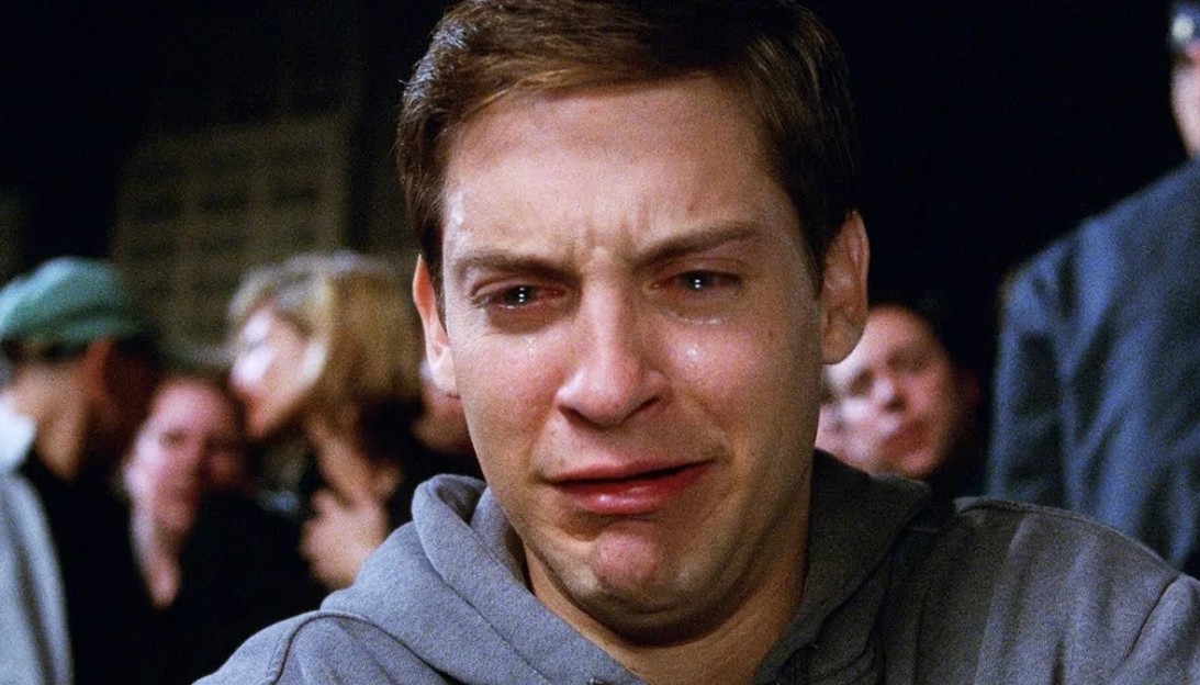 Peter always. Tobey Maguire crying. Мужчины не плачут.