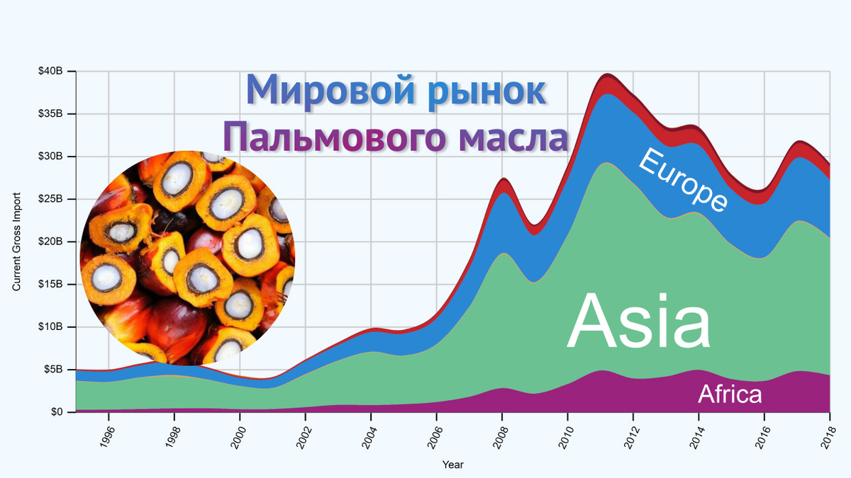 крупнейшие импортеры пальмового масла в Мире: Китай и Индия, у России 2% мирового рынка