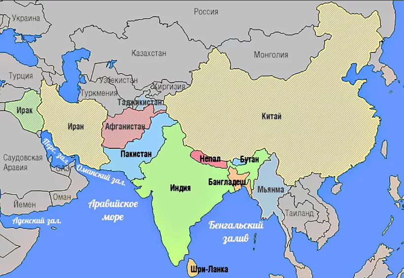 Бангладеш какая страна национальность. Пакистан на карте политической Азии. Страны Южной Азии на карте. Столица такистанана карте Азии. Южная Азия на карте.