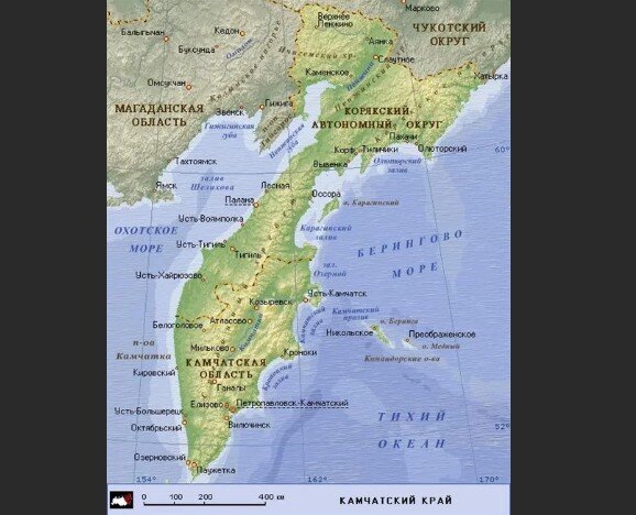 Карта Камчатского края, взято с Яндекс.Картинки