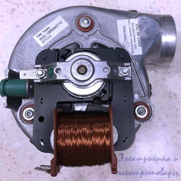 новый вентилятор, вид со стороны подшипника и обмотки