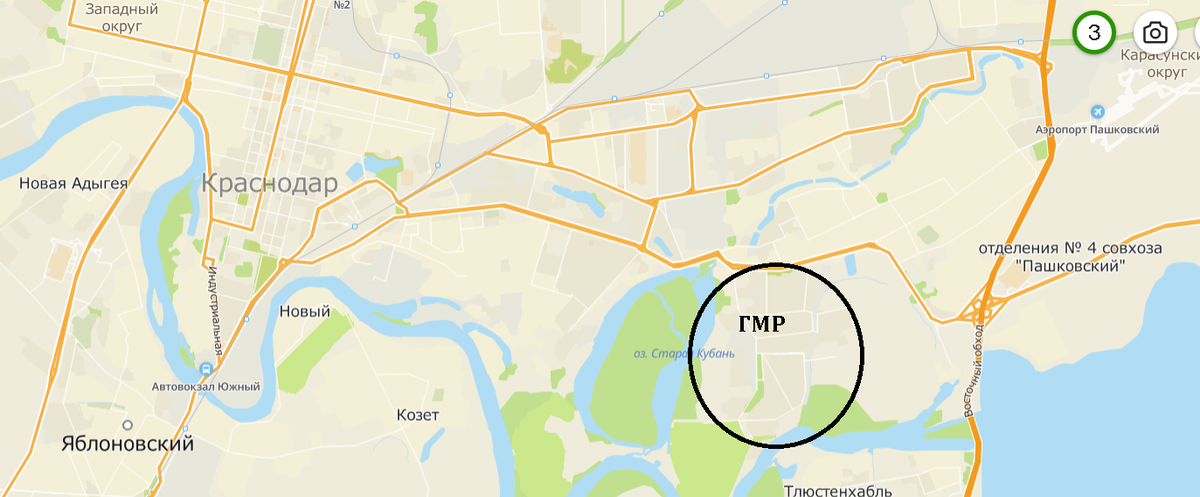ГМР на карте Краснодара