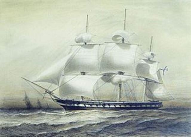 1832, 1 (13) сентября - На Охтинской верфи в Санкт-Петербурге спущен на воду 44-пушечный фрегат «Паллада» 