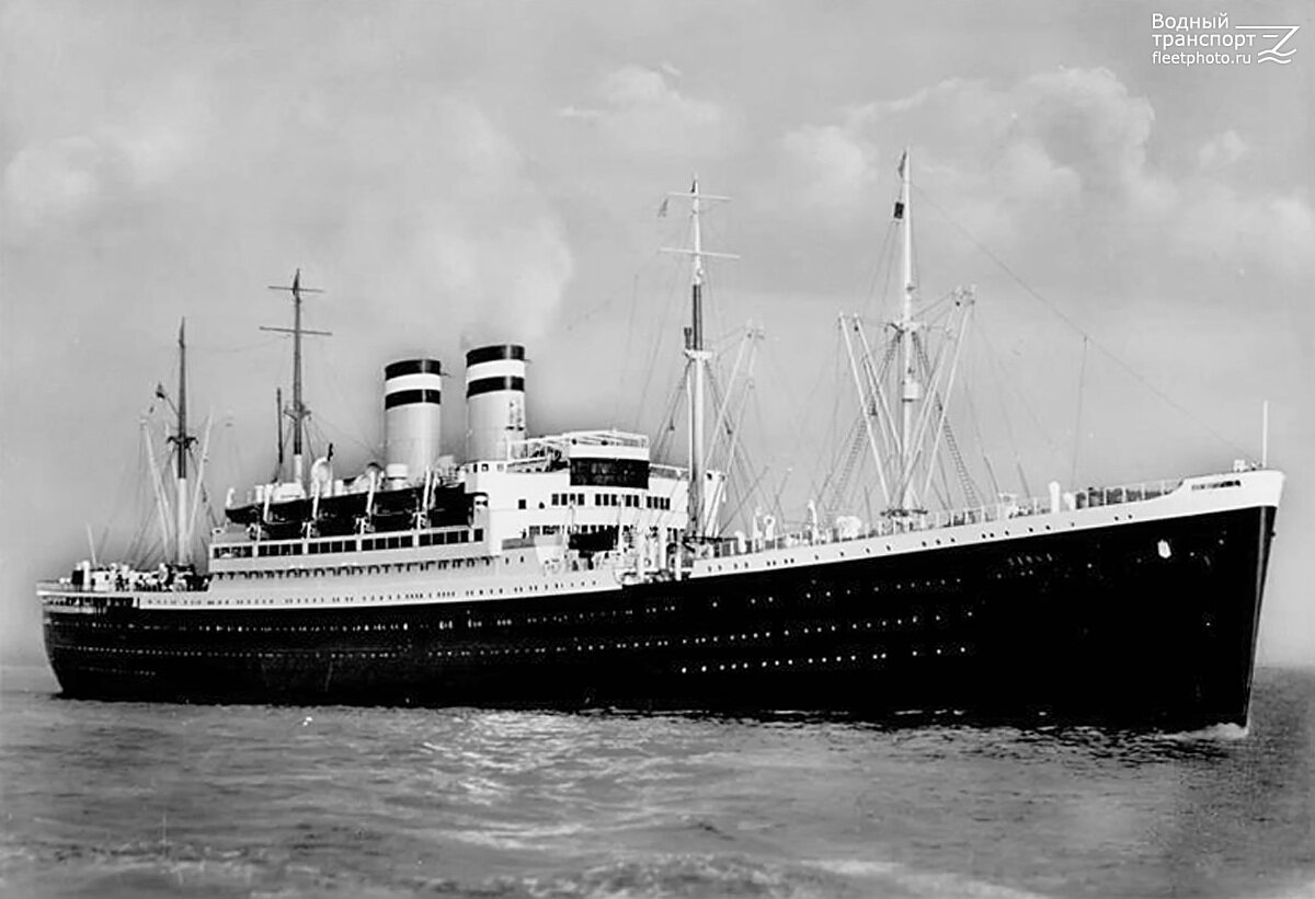 рекламная почтовая карточка 1937 года с лайнером HANSA. Источник - fleetphoto.ru