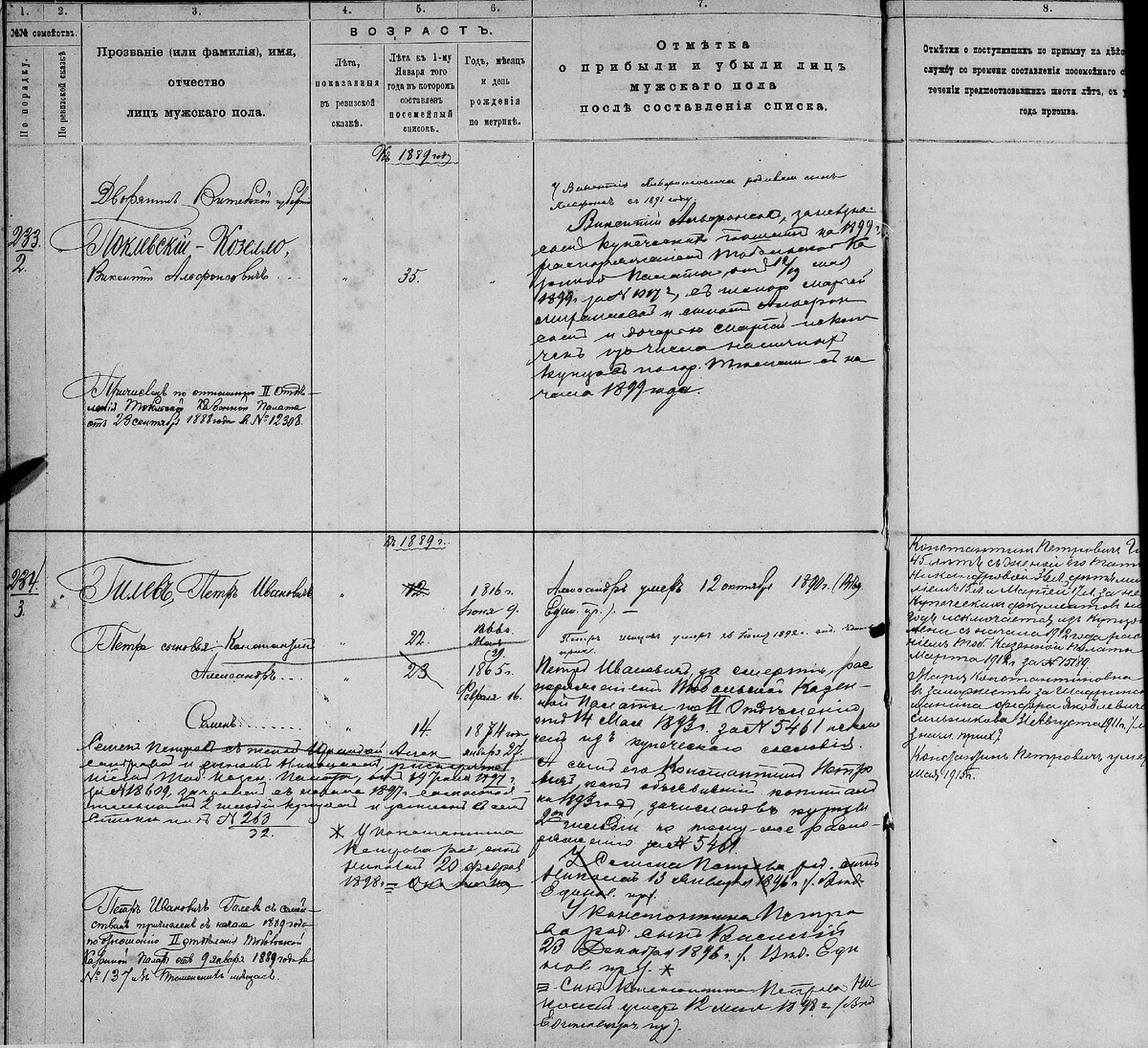 Тобольская казеная палата 1888-1889 годы, Дворянин Витебской губернии Поклевский-Козелло Викентий Альфонсович.  Из купеческого сословия Гилев Петр Иванович. 