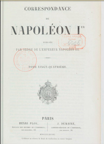 Титульный лист 24 тома "Корреспонденция Наполеона I"