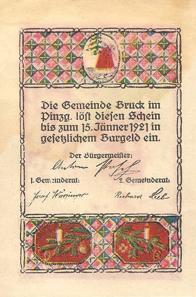 Муниципалитет Брук-им-Пинцгау, 1920, лицевая сторона.
