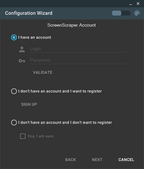 Мастер конфигурации Skraper