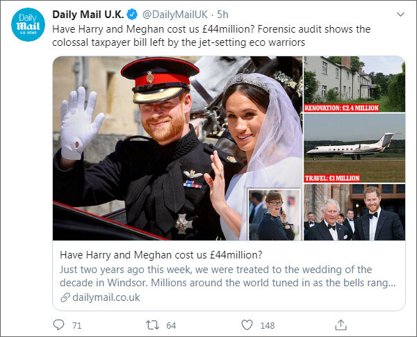 Анонс аналитической статьи Нормана Бейкера в твиттере Daily Mail U.K. (https://twitter.com/DailyMailUK)