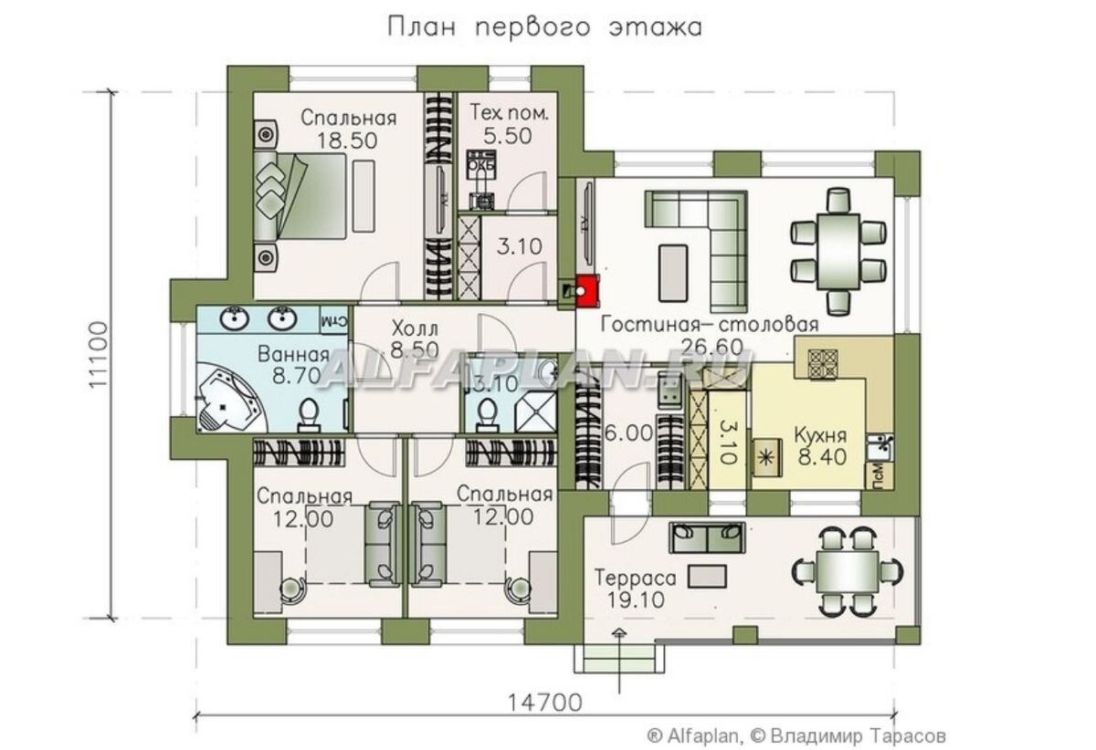 Проект одноэтажного дома 629Е 