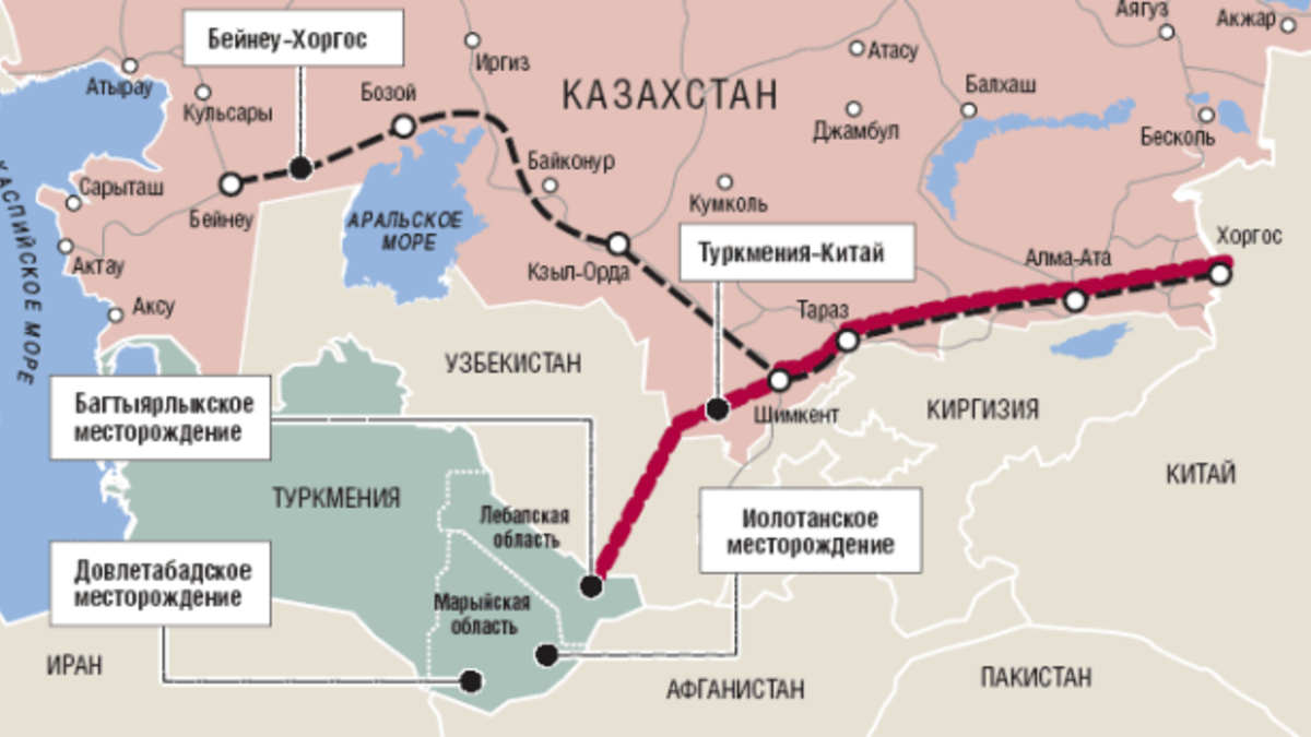 Карта туркмении и узбекистана