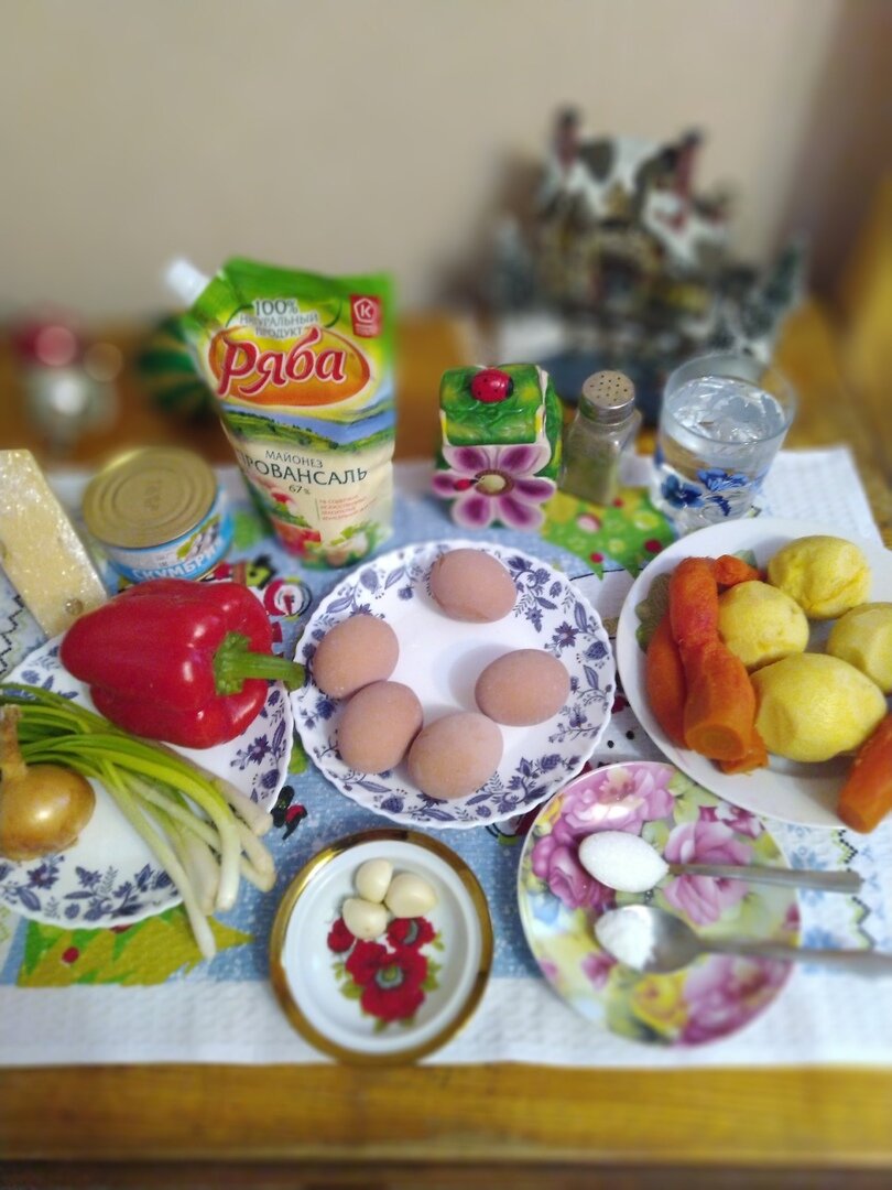 Ингредиенты на салат "Сугробы"