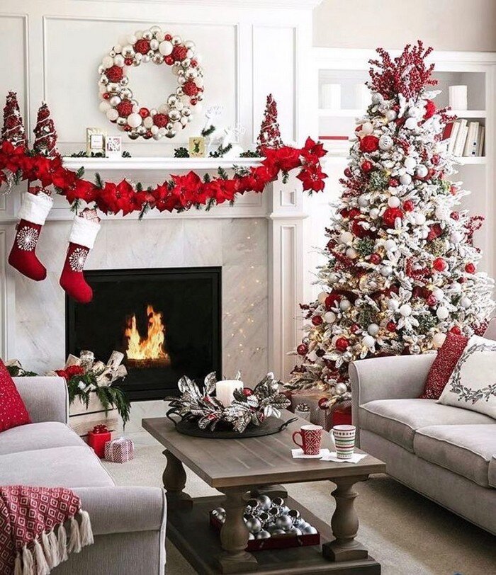 Красно-белый интерьер