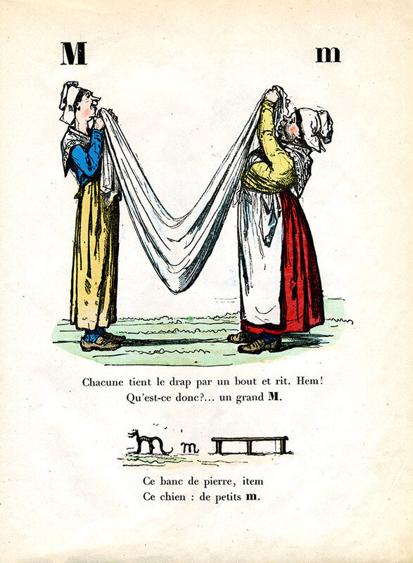 Букварь «A. B. C. Trim, alphabet enchanté». Иллюстрации Берталя. Франция, 1861 год
