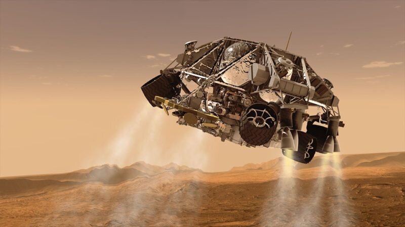 Посадка Curiosity на поверхность Марса. Визуализация.