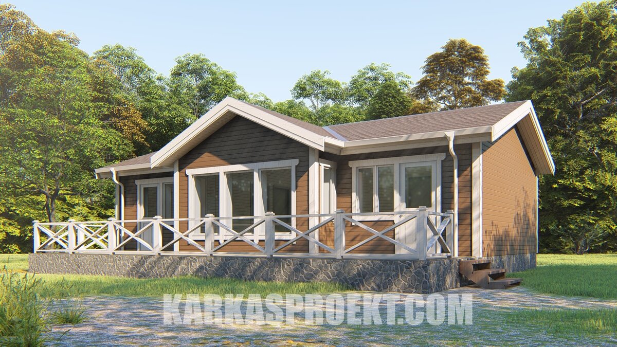 Каркасный дом 7х11.6 по проекту КД-68