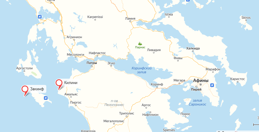 Карта Греции.