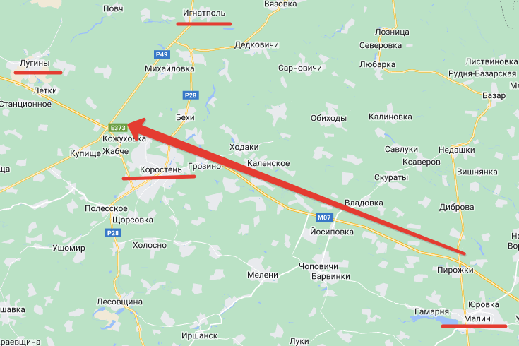 Поименованные выше населенные пункты. Рисунок Автора