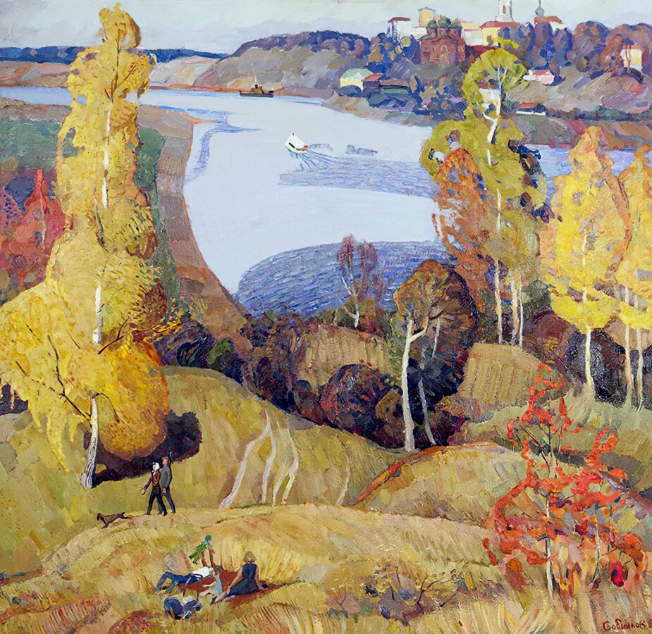 11. Собинков Владислав Михайлович. Бабье лето. Холст, масло. 147х154. 1966. Калужский музей изобразительных искусств. Изображение отсюда: yavarda.ru